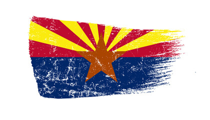 Arizona Flag Designed in Brush Strokes and Grunge Texture
