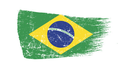 Brazil Flag Designed in Brush Strokes and Grunge Texture
