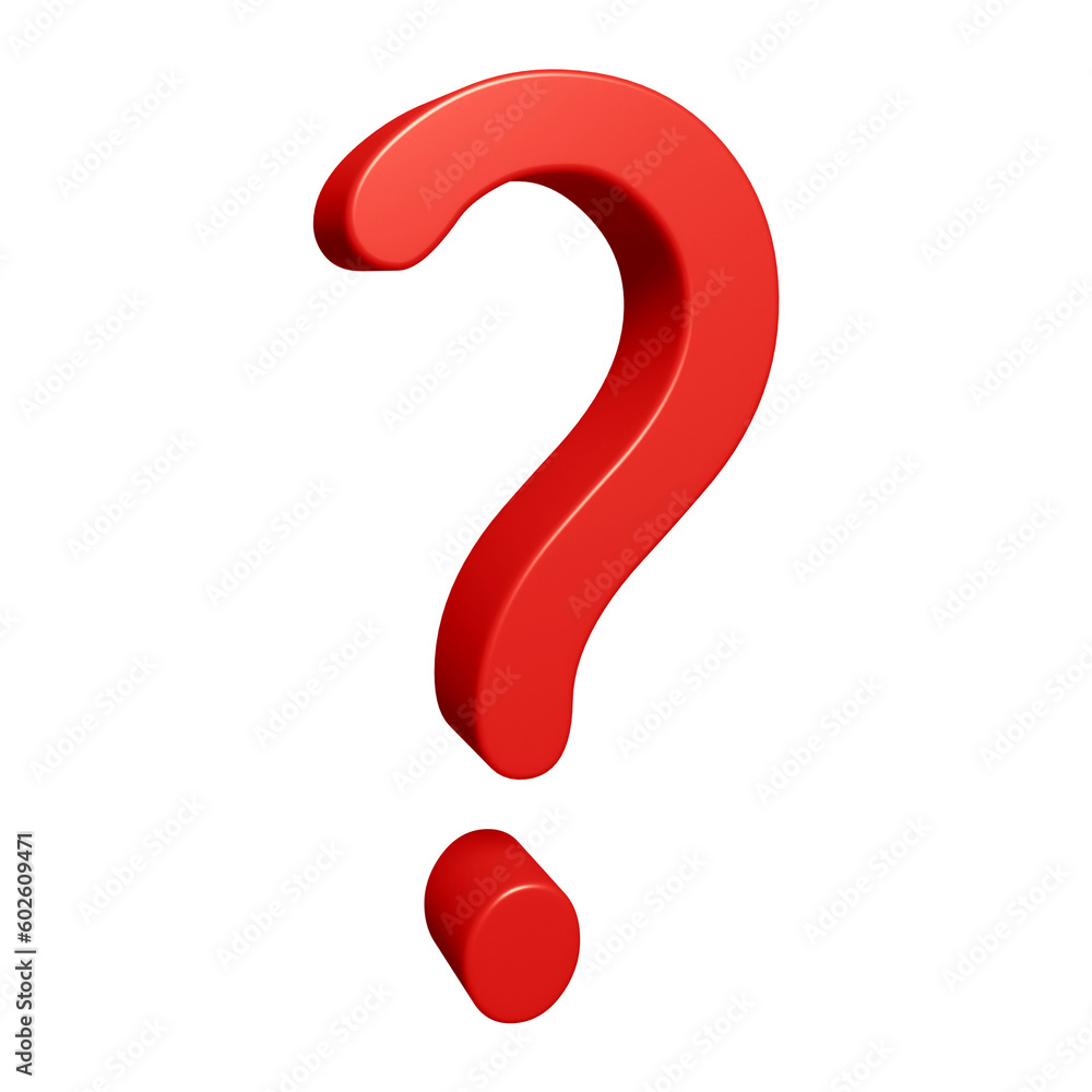 Poster Red question mark or icon design in 3d rendering