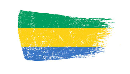 Gabon Flag Designed in Brush Strokes and Grunge Texture