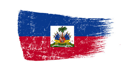 Haiti Flag Designed in Brush Strokes and Grunge Texture