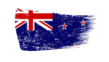 New Zealand Flag Designed in Brush Strokes and Grunge Texture