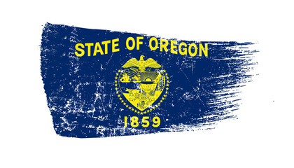 Oregon Flag Designed in Brush Strokes and Grunge Texture