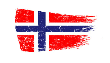 Norway Flag Designed in Brush Strokes and Grunge Texture