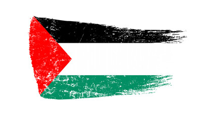 Palestine Flag Designed in Brush Strokes and Grunge Texture