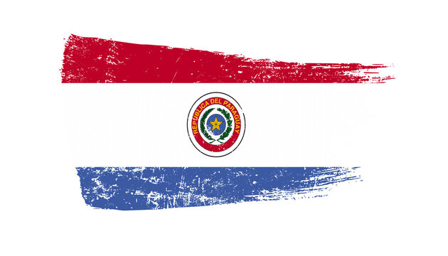 Paraguay Flag Designed in Brush Strokes and Grunge Texture