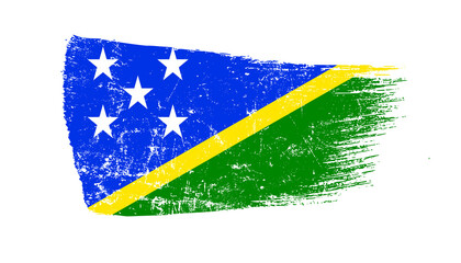 Solomon Islands Flag Designed in Brush Strokes and Grunge Texture