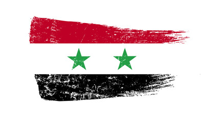 Syria Flag Designed in Brush Strokes and Grunge Texture