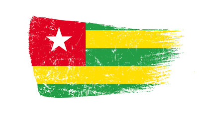 Togo Flag Designed in Brush Strokes and Grunge Texture