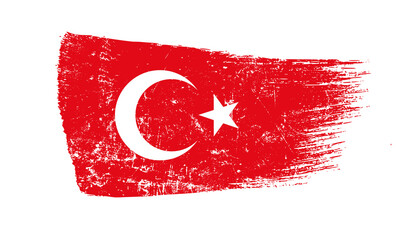 Turkey Flag Designed in Brush Strokes and Grunge Texture