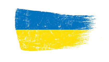 Obraz premium Ukraine Flag Designed in Brush Strokes and Grunge Texture