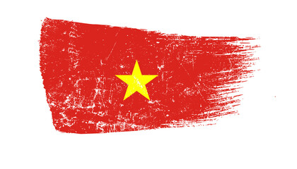 Vietnam Flag Designed in Brush Strokes and Grunge Texture