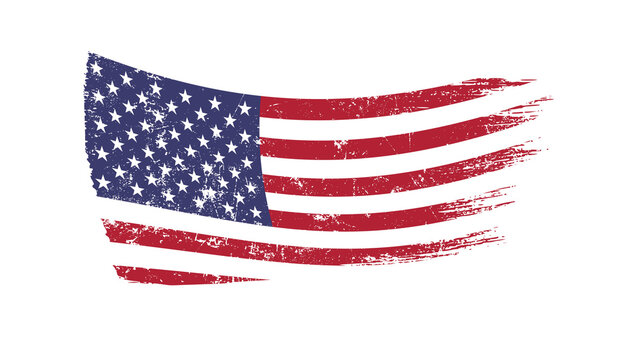 United States Flag Designed in Brush Strokes and Grunge Texture