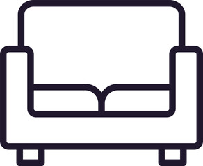 Sofa concept. Single premium editable stroke pictogram perfect for logos, mobile apps, online shops and web sites. Vector symbol isolated on white background.
