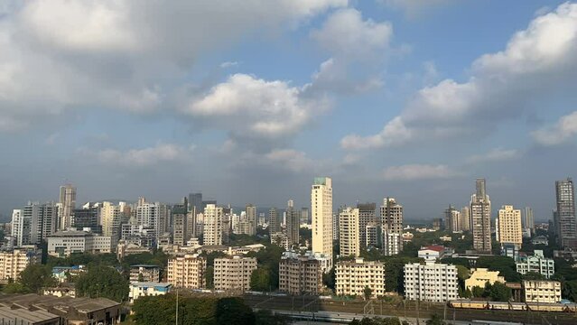 A time lapse video of a  view of dark clouds in the Dadar West locality in the city of Mumbai, Maharashtra, india 