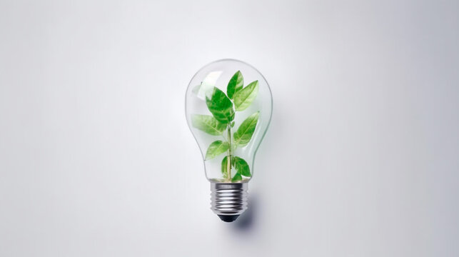 close up illustration light bulb full of green 