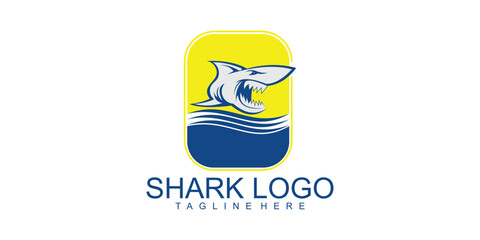 Simple shark logo design with unique concept premium vector