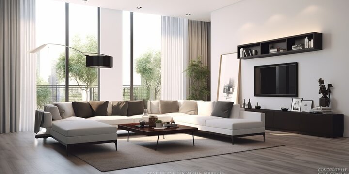 Chic Modern Living Room Interior AI Generated Generative AI