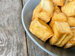 Tofu on wood background Chinese food