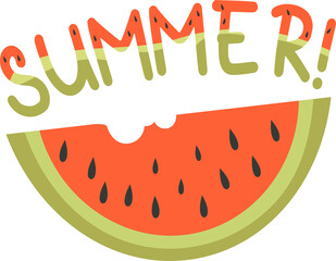 Piece watermelon and word summer. illustration