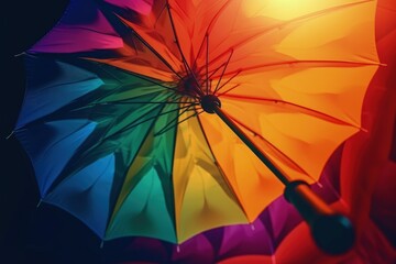 Colorful umbrella, rainbow, digital illustration. Generative AI