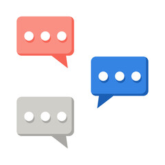 Set gray blue and pink bubble message chat social media icon vector design