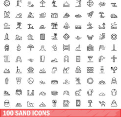 100 sand icons set. Outline illustration of 100 sand icons vector set isolated on white background