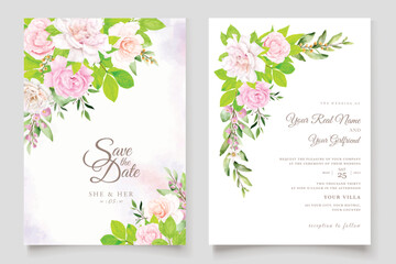 Fototapeta na wymiar watercolor floral wedding card design