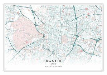 Madrid Map Wall Art | Madrid Spain Map Art, Map Wall Art, Digital Map Art