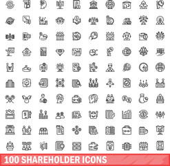 100 shareholder icons set. Outline illustration of 100 shareholder icons vector set isolated on white background
