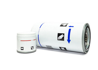 Oil filters for the compressor on a white background.