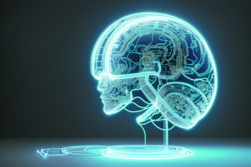 集積回路と融合した人工脳イメージ Artificial brain image integrated with integrated circuits:generative AI