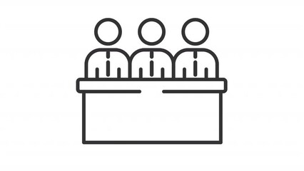 Business meeting icon animation. Animated line coworkers discuss issue and agree. Nodding head. Problem solving. Loop HD video with alpha channel, transparent background. Outline motion graphic