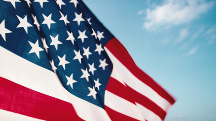 Weaving American Flag on blue sky