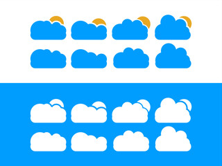 Set of clouds symbol vector, blue cloud collection template