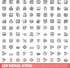 Obraz na płótnie Canvas 100 signal icons set. Outline illustration of 100 signal icons vector set isolated on white background