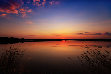 Beautiful sunset with clouds in the foreground