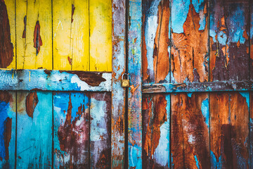 colorful painted wooden door background
