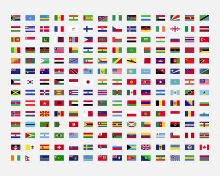 collection of flag of countries. world flag collection. set of various flags.