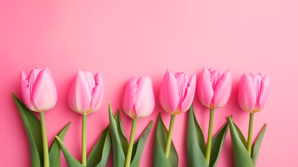 bouquet of tulips, with pink background