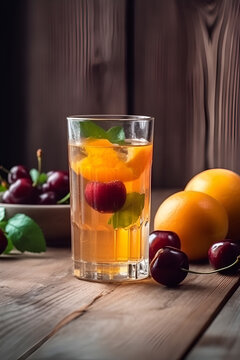 Glass of fruit soda. ai