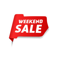 Weekend sale. red label design. New Offer and Shopping Discount.