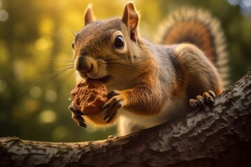 Obraz premium Squirrel with a mouthful of nuts