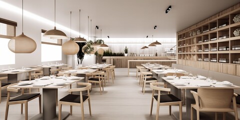 Fototapeta na wymiar Sophisticated Modern Restaurant Interior AI Generated