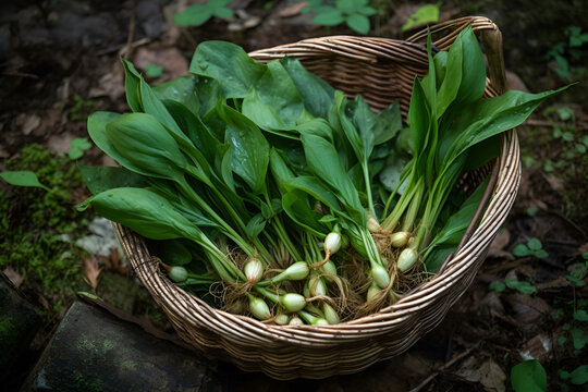 Fresh picked wild ramps. ai