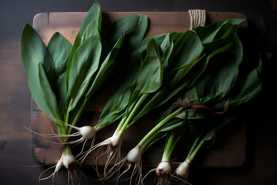 Fresh picked wild ramps. ai