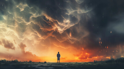 silhouette of a person in a sunset