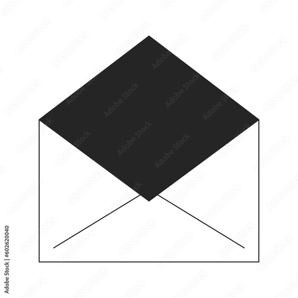 Aufkleber open envelope with black inside flat monochrome isolated vector object. envelope design. mail letter