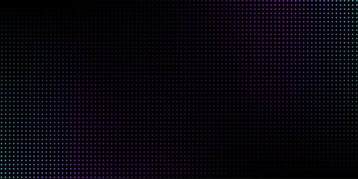Flowing dot particles wave pattern blue and violet gradient light isolated on black background. Vector in concept of AI technology, science, music.