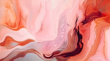 abstract background of pink, red and white paint mixing in water Generated AI